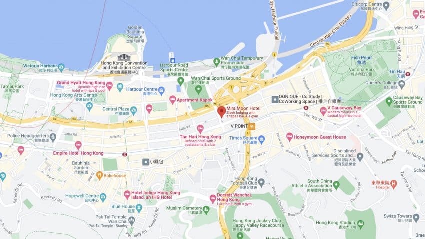 Location of Mira Moon Hotel Hong Kong